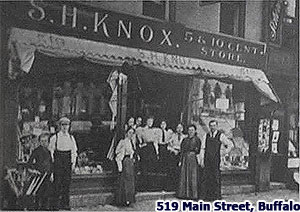 Intended to be the second Knox store in Main Street, Buffalo, the premises at No. 519 became a temporary headquarters after the original store was lost in the Wonderland Building fire.