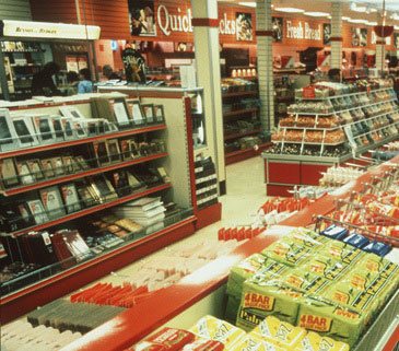 Toiletries and cosmetics were included in the original new layout for Woolworth stores in the 1980s, but were abandonned when the chain's parent bought Superdrug. In the background of this picture of the store in Midland Road, Bedford you can also see three other abandonned departments -  a cigarette kiosk, fresh bread and caskes and a brand new delicatessen counter