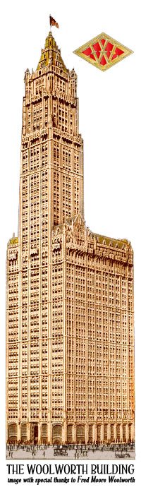 The Woolworth Building, Broadway Place, New York - the tallest building in the world from 1913 until it was superseded by 40 Wall Street and the Chrysler Building in 1930