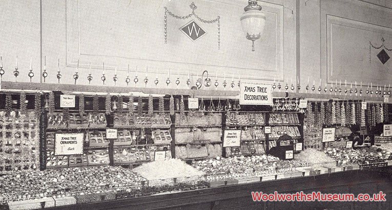 An awesome counter display of Christmas Decorations at Woolworths in 1928. Click on the image for a full resolution version in a new browser window.