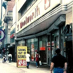 After a slow death by a thousand cuts, less than 20% of three thousand F.W. Woolworth Co. stores remained in the USA by the time the company pulled the plug in 1997. The Canadian subsidiary had already been dismantled. The chain had largely consolidated into the states of New York, Pennsylvania, Delaware and Hawaii, with a hnadful of others in high-profit, iconic locations like State Street, Chicago. the Flood Building in San Francisco, Canal Street in New Orleans and Hollywood Boulevard in Los Angeles, yet America grieved loss like a much-loved friend, stripping the shelves of every item of merchandise and buying fixtures from soda fountains to small pieces of door furniture, to preserve a tiny bit of the five-and-ten for posterity.