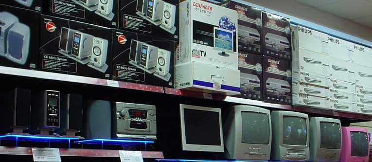 High-priced gadgets on sale at the Harlow, Essex store at Christmas, 2004