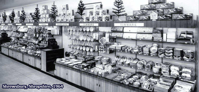 Pots and pans in the Shrewsbury superstore, which was given a major makeover in the 1960s, but retained labour-intensive personal service