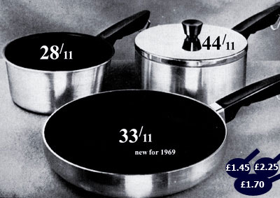 Saucepans for the space age - the first Teflon-coated non-stick pans hit the shelves at Woolworth's in 1969