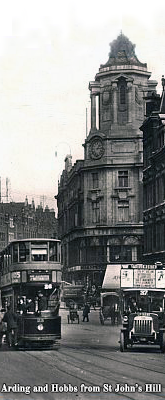 The main entrance to the fashionable Arding and Hobbs Department Store in Lavender Hill, Battersea (Clapham Junction) pictured shortly after it re-opened in 1911