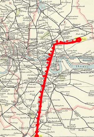 16 miles as the crow flies, George Picot's daily commute from the outskirts of Croydon on the Surrey boundary to the South of London to Upton Park to the far east of London's docklands. By road or rail and tube the distance was considerably further because of the need either to cross the river at a bridge or via the Blackwall Tunnel, or commute via Victoria before swapping onto the District Line for the trip along the banks of the Thames to Upton Park.