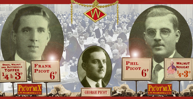 Our pic'ot'mix counter, celebrating the careers of the Picot brothers (Frank left, George centre, Phil right), who were among the chain's most popular Store Managers of all time