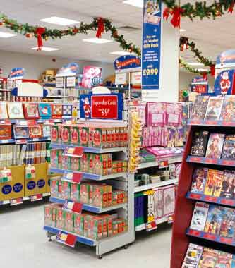 Christmas displays at the Woolworths store in Downham, Bromley, Kent in 1999