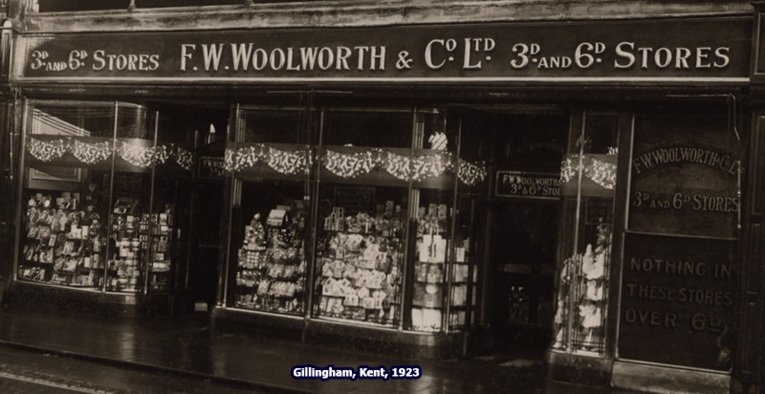 The Christmas windows of Woolworths in Gillingham, Kent, UK in 1923