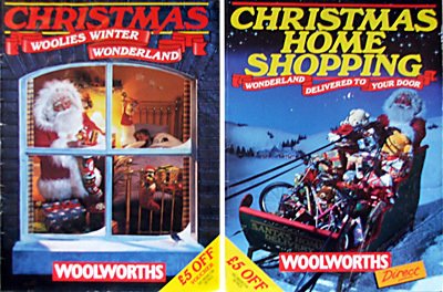 The two Woolworths Christmas Catalogues in 1998, one a conventional 48 listing of products available in-store and the other a 132 page extended offer of items that could be ordered by mail as part of the new Woolworths Direct offer.